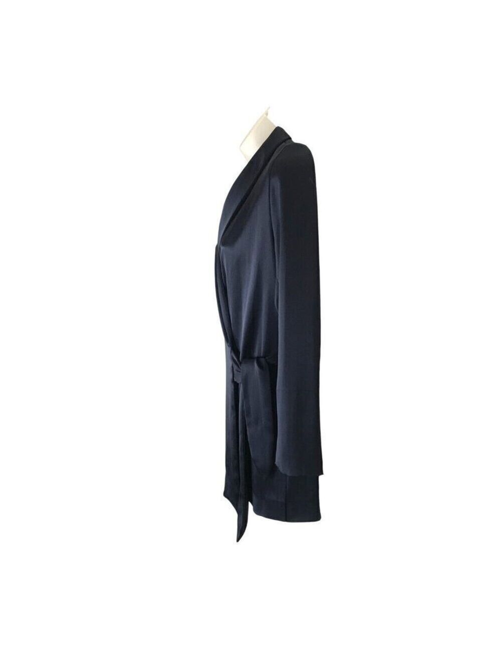 Nanushka Opium Satin Wrap Jacket Navy Blue Size XS - Picture 5 of 8
